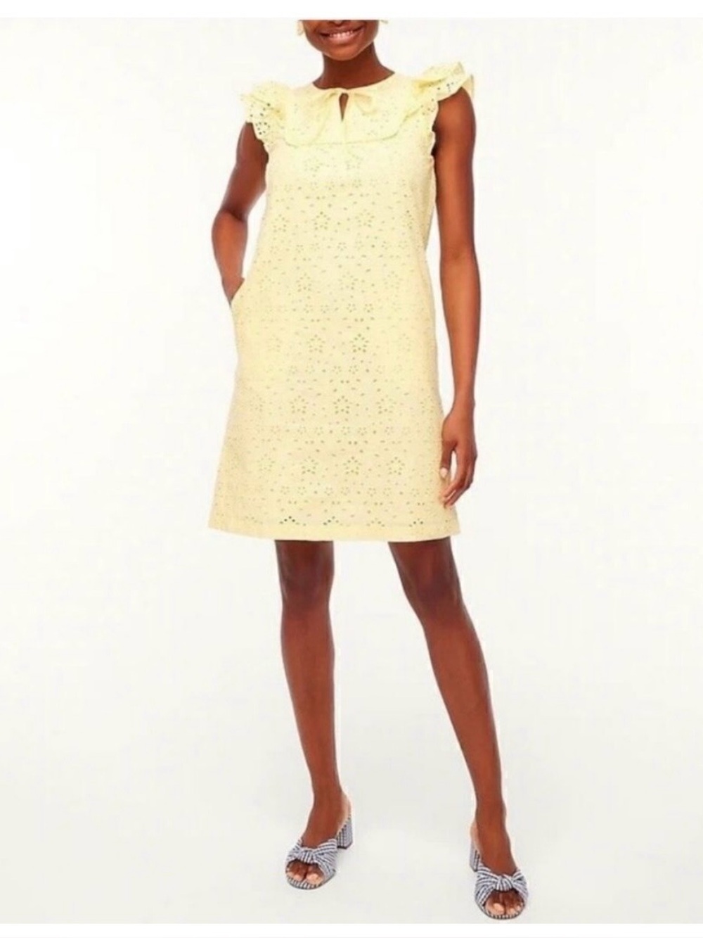 J.Crew Yellow Eyelet Sleeveless Dress Sz 12